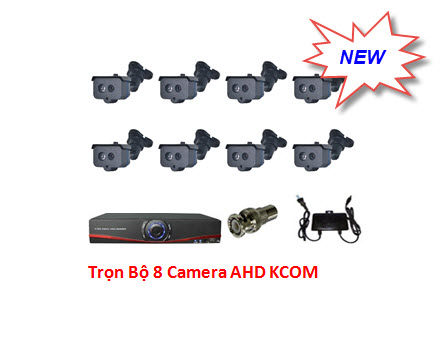 Trọn bộ 8 camera AHD Kcom